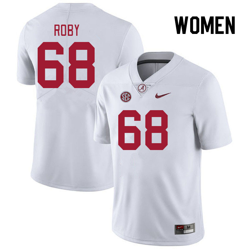 Women #68 Billy Roby Alabama Crimson Tide College Footabll Jerseys Stitched Sale-White